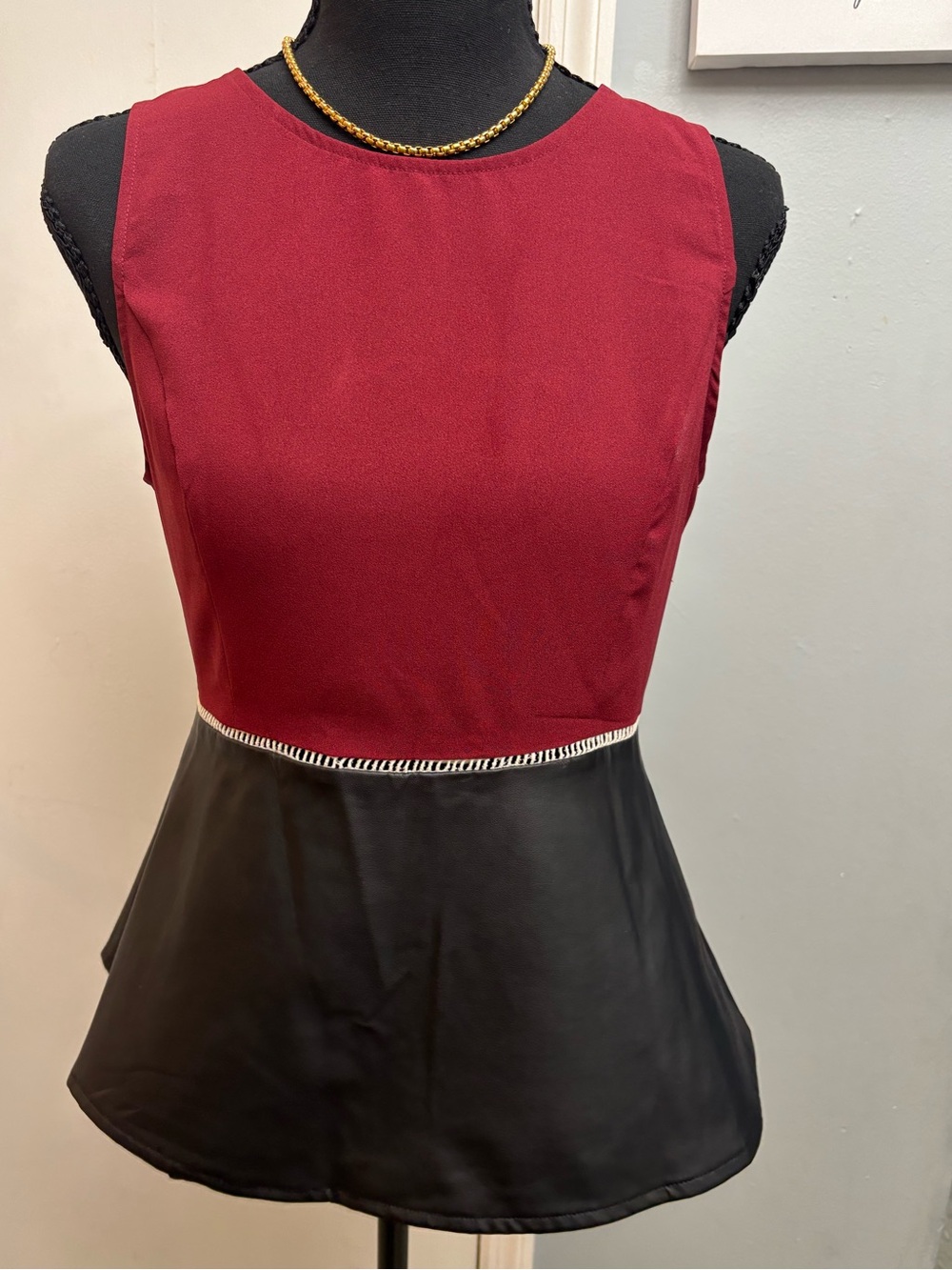 Double Zero Red and Black Sleeveless Peplum Tank